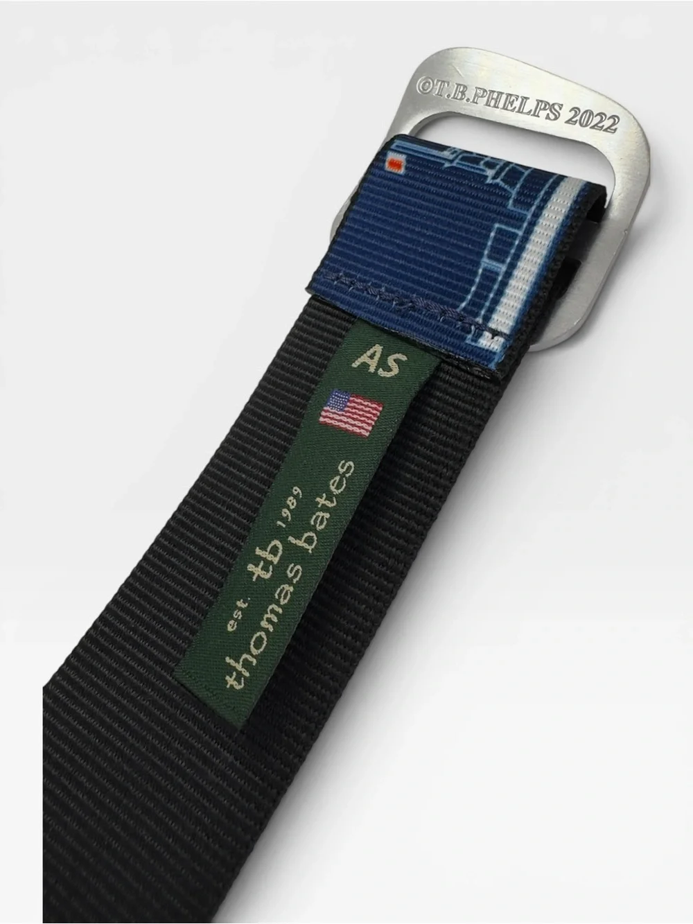 Thomas Bates Men’s South Carolina Navy Nautical Ribbon Belt with Silver Buckle